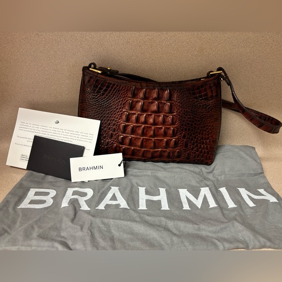 Brahmin Handbags - Brahmin Mini Pecan Melbourne Crocodile Handbag